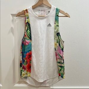 Adidas Women's XS Floral White Tank Top Tunic Running Aeroready